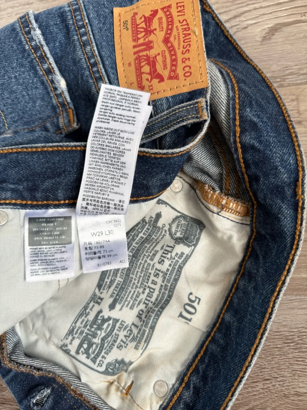 Levi's 501 Distressed Dark Blue Slim Straight Jeans - Picture 3 of 3